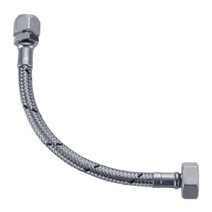 Tuyau de raccordement Flexo DN 8, 20 cm, avec raccord à compression pour applications sanitaires.