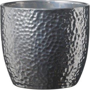 Soendgen Keramik Vaso per piante Boston Metallic, Ø 19 cm, argento lucido con finitura martellata.