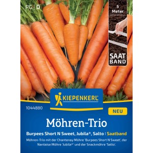 Kiepenkerl Möhren-Trio Saatband: Short'N'Sweet, Salto, Jubila Möhren für Beet und Hochbeet.