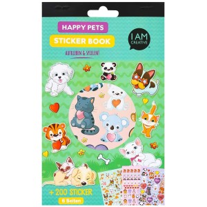 Stickerbook Pets avec 6 feuilles de stickers animaux colorés pour bricoler et décorer.