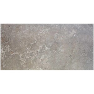 Piastrella in gres porcellanato Vabene Travertino Gris, semilucida, 60x120 cm. Piastrella da pavimento grigia effetto travertino.