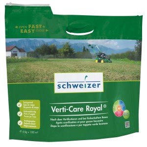 Schweizer Verti Care Royal 6kg : Engrais pour gazon pour la régénération après scarification.