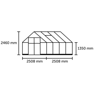 Schizzo serra Halls Qube 8, 6.3 m², vetro di sicurezza, dimensioni: 2460x2508x1350 mm