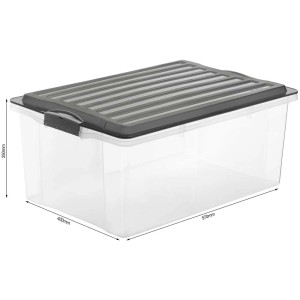 Rotho Stapelbox Compact, anthrazit, A3/38 Liter, aus Kunststoff, mit Deckel. Ideal zur Aufbewahrung.
