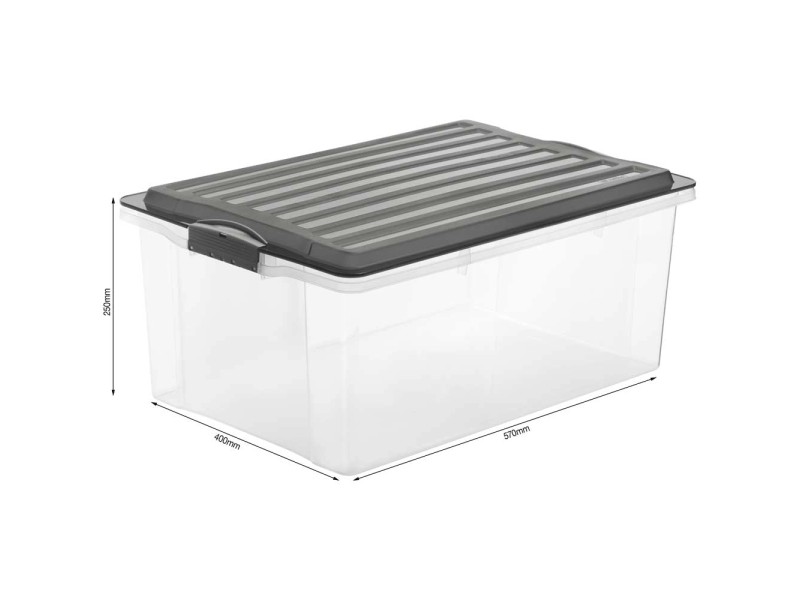 Boîte de rangement empilable avec couvercle articulé, 22L