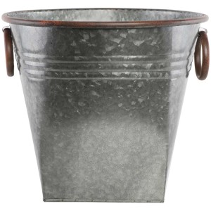 Vaso per piante a secchio in ferro grigio, Ø 52cm, con manici.
