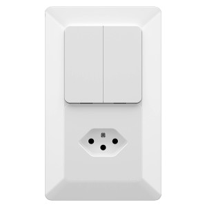 Interruttore a pressione UP Modino Priamos bianco con interruttore e presa.