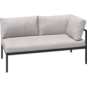 Set lounge Lankin 3 pezzi con struttura in alluminio antracite e cuscini beige.