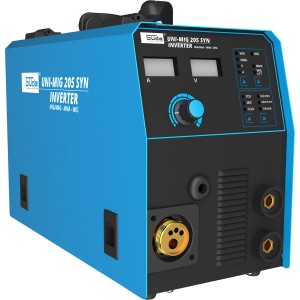 Poste à souder universel Güde Uni-Mig 205 SYN, bleu/noir, pour soudure MIG, MAG, MMA et TIG.