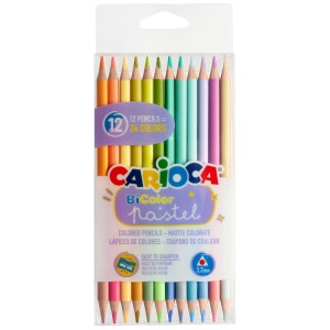 Carioca Bicolor Pastell Farbstifte, 12 Stk. Packung mit je zwei Farben pro Stift.