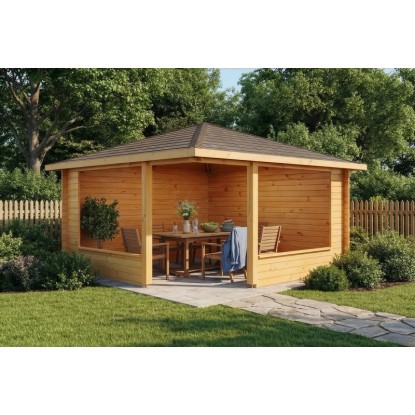 5 angolo Pergolato Maik-40 Naturale 425 cm x 425 cm, impregnato