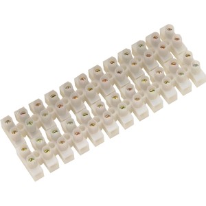 Morsettiera CMI bianca, 12 poli, per collegare cavi fino a 1,5 mm Ø, 2 pezzi.