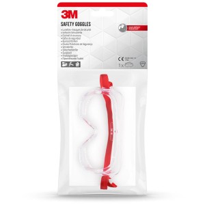 Lunettes de protection intégrale 3M 4700, transparentes avec bande rouge, protection oculaire pour bricolage et atelier.