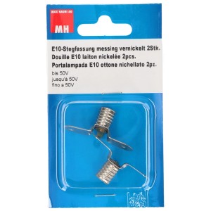 Lot de 2 douilles E10 en laiton nickelé pour installation de lampe.