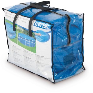 Bâche solaire Intex pour piscine Easy & Frame Ø 305cm, emballée dans un sac.