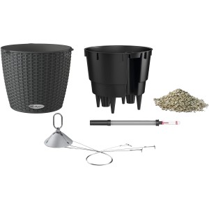 Lechuza Nido Cottage vaso sospeso, Ø 27cm, granito, con sistema di irrigazione e accessori.