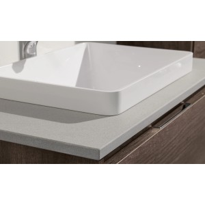 Plan de toilette gris en marbre Serena Stein, 2x90x46 cm, avec vasque à poser. Plan vasque pour meuble de salle de bain.