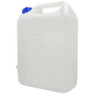 Cartrend tanica acqua, 10 l, in plastica, bianca con tappo blu, per campeggio e tempo libero.