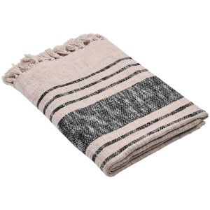 Coperta a righe Eglo Longlac in bianco e nero, 130x160 cm, in cotone.
