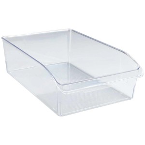 Organisateur de réfrigérateur Wenko taille L en PET transparent, ustensile de cuisine pour le rangement.