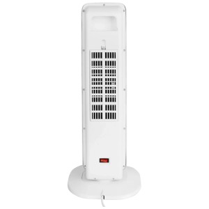 Radiateur soufflant céramique tour blanc 2000 W, vue arrière avec grille de ventilation.