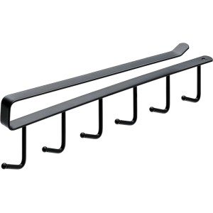 Hettich Hakenleiste aus mattschwarzem Stahl mit 6 Haken zum Einhängen. Ideal für Küche oder Garderobe.