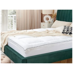 Surmatelas Beliani Mulhacen, 140x200 cm, coton Japara, blanc pour un confort de sommeil optimal.