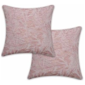Due cuscini rosa Sehlbach Jacquard 45x45 cm con motivo a foglie.
