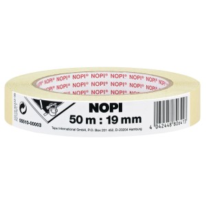 Ruban de masquage Nopi, rouleau de 50 m x 19 mm. Ruban adhésif polyvalent pour couvrir et fixer.