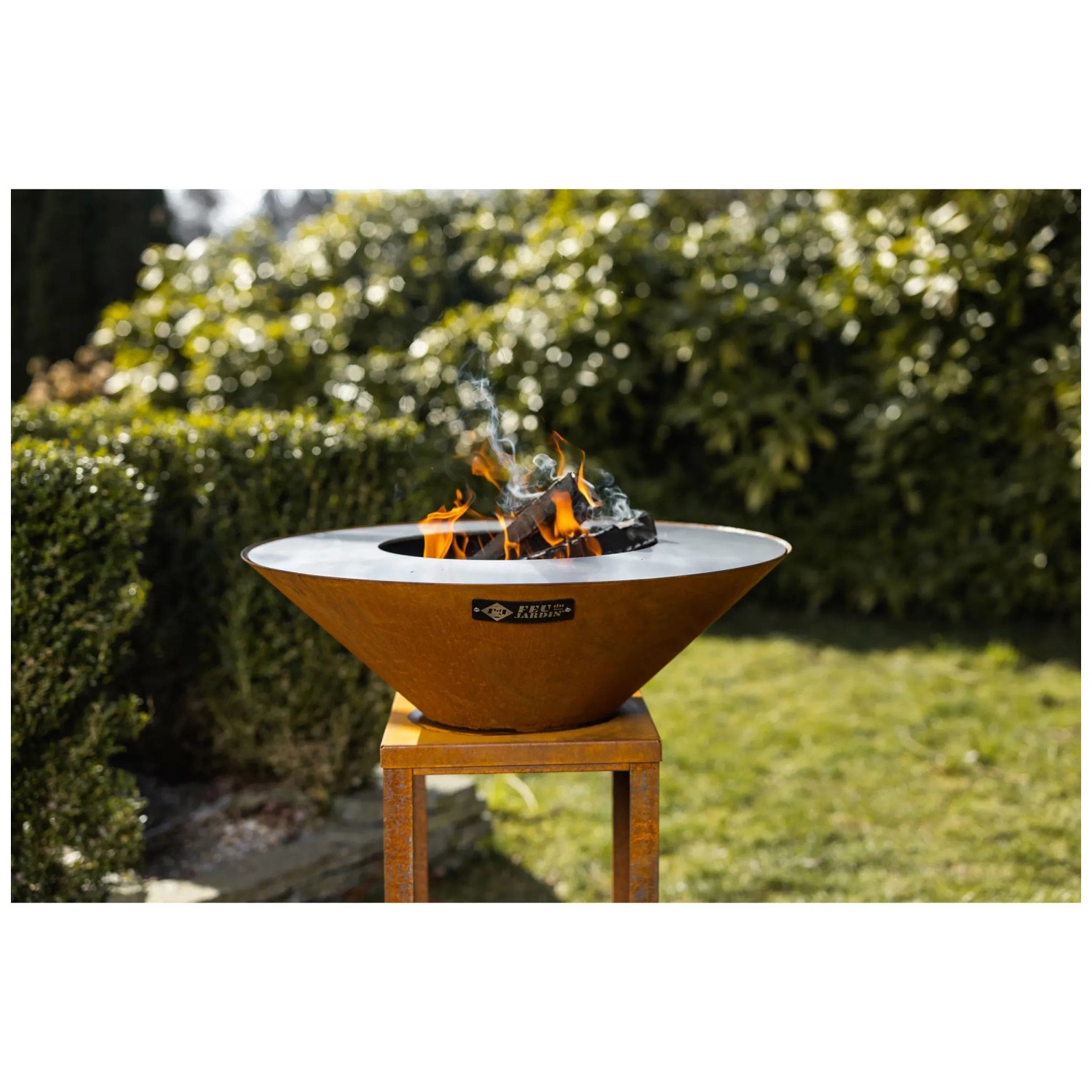 Braciere focolare giardino rotondo 63cm barbecue acciaio ruggine Etna
