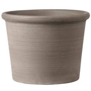 Vaso per piante in terracotta Deroma Cilindro Bordato Primitivo color grafite, Ø 33,6 cm.