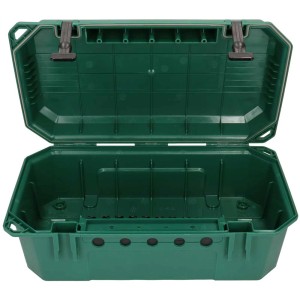 Safety Box L IP54 verde aperta per distributori in ambienti umidi, scatola per cavi per esterni.