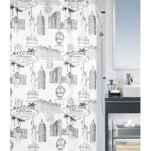 Tenda doccia Spirella Vegas, 180x240 cm, con skyline di Las Vegas.