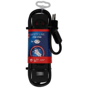Multipresa Max Hauri Safety-Line clip-clap, 5 prese, con cavo e spina, nero.