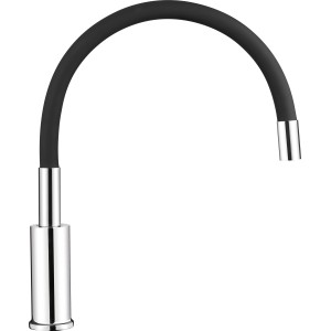 Mitigeur de cuisine baliv KI-1100 chrome-noir avec bec flexible et pivotant.