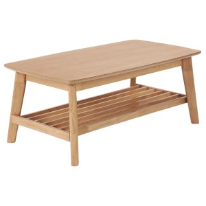 Tavolino da salotto Tulare marrone con ripiano a listelli, 42x55x100 cm.