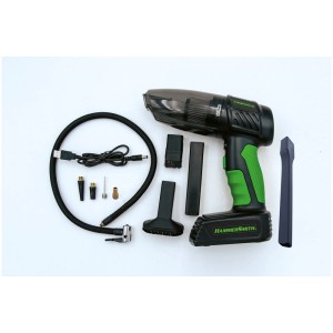 Akku-Staubsauger und Luftkompressor Air Storm 2in1 mit Zubehör für Autopflege und Reinigung.