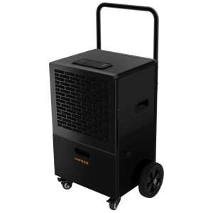 Déshumidificateur industriel noir Climatech YGH-60D avec roulettes et poignée.