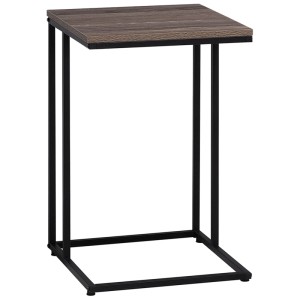 Tavolino Beliani Troy, piano in fibra marrone con struttura in metallo nero.