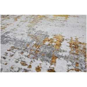 Tappeto con stampa digitale Punto in crema-giallo senape con motivo astratto, 155x230 cm.