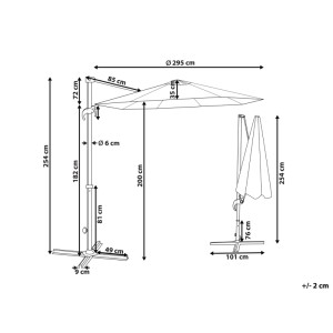 Beliani Ampelschirm Savona II Stoff Taupe Ø 295 x 254 cm