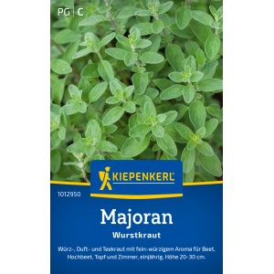 Kiepenkerl Marjolaine Saucisse : Gros plan sur les feuilles vertes des graines d'herbes.