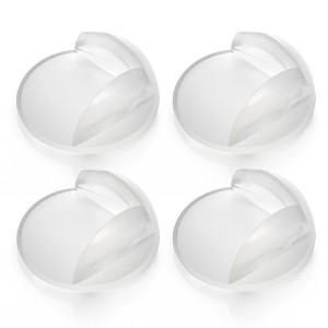 Quatre protections d'angle Reer transparentes, sans PVC, en TPE pour la sécurité des enfants.