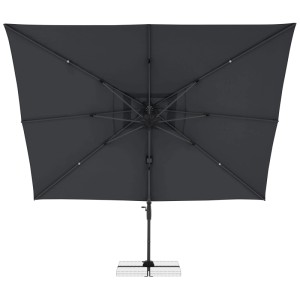 Rechteckiger Doppler Ampelschirm Life Anthrazit 300x400 cm, mit robustem Gestell und Standkreuz, von oben.