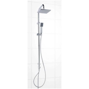 Système de douche chromé Diaqua Janus avec douche de tête et douchette, hauteur 125 cm.