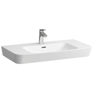 Lavabo Laufen Moderna R, 84x46,5 cm, bianco, con foro rubinetto per montaggio a parete.