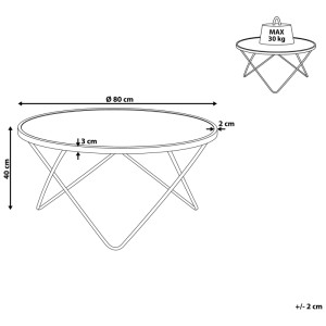 Schizzo: Tavolino da caffè Meridian in marmo, Ø 80 cm, con dimensioni.