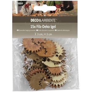 Videx Garden Decorazioni Riccio in Feltro, 15 pz, marrone/naturale, per lavoretti.