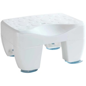Tabouret de bain Wenko Secura blanc avec ventouses pour plus de sécurité.