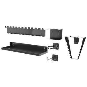 Set accessori AR Shelving Pro Series, 15 pezzi, antracite, per sistemi a pannello forato.